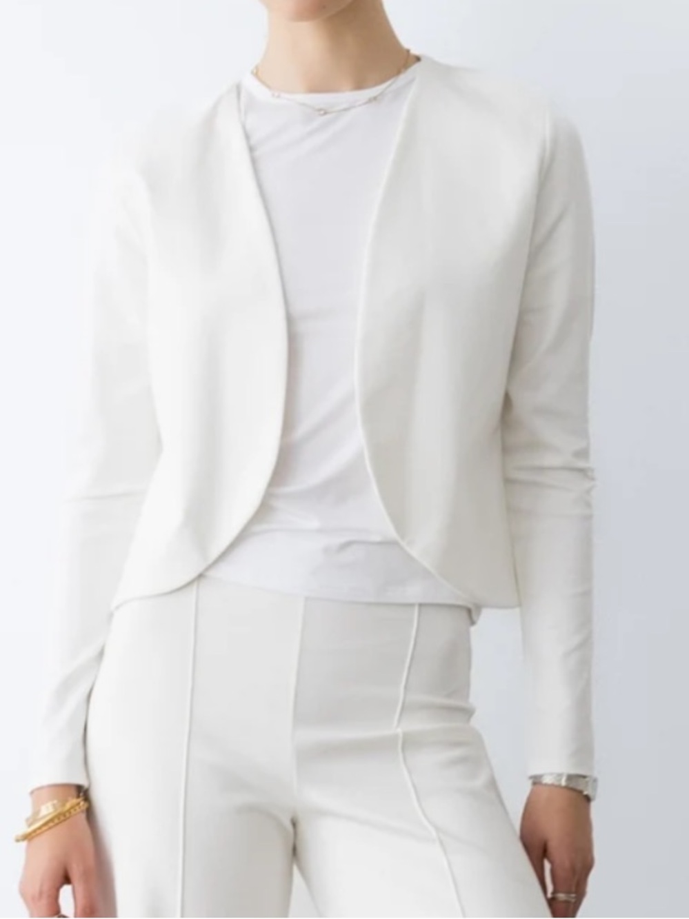NEW RIPLEY RADER Off-White Ponte Knit Bolero crop jacket size 4 = Large